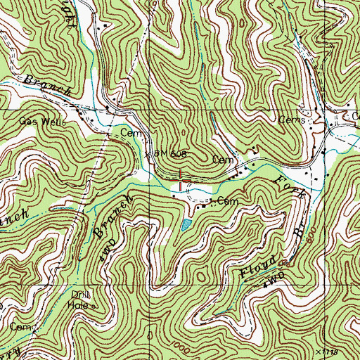 Topographic Map of Scarberry Branch, KY