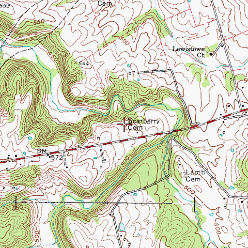Topographic Map of Scarberry Cemetery, KY