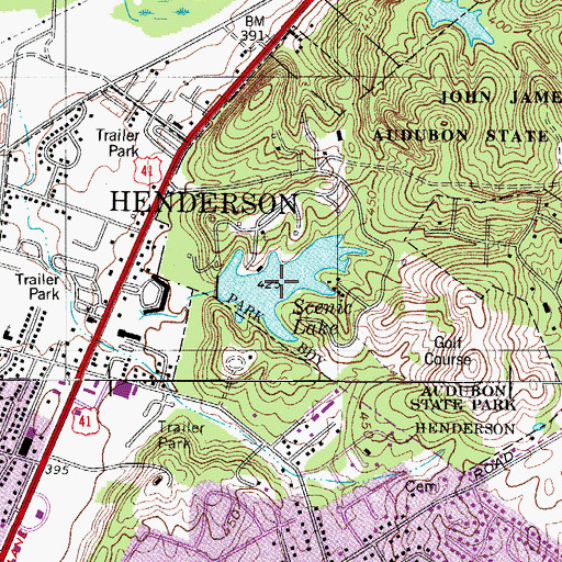 Topographic Map of Scenic Lake, KY