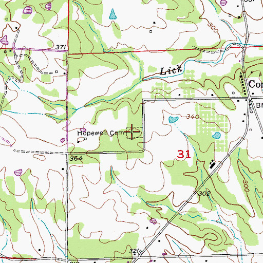 Topographic Map of Hopewell Cemetery, AR