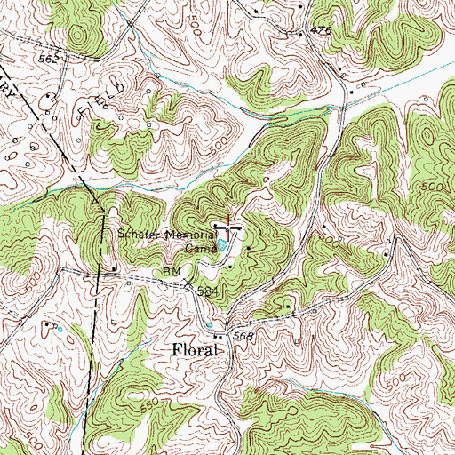 Topographic Map of Schafer Memorial Camp, KY