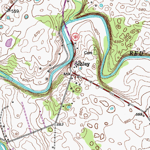 Topographic Map of Schley, KY