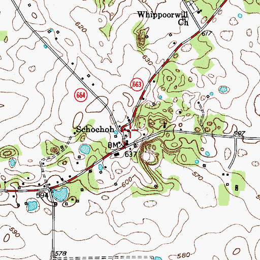 Topographic Map of Schochoh, KY