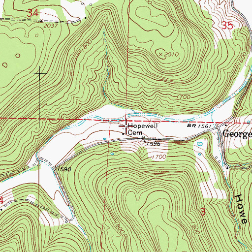 Topographic Map of Hopewell Cemetery, AR