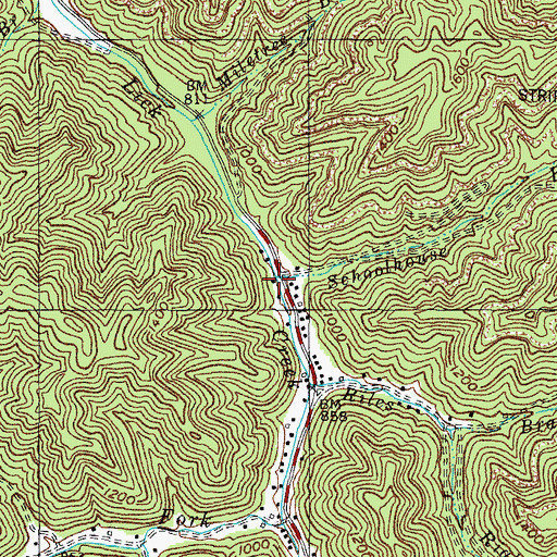 Topographic Map of Schoolhouse Branch, KY
