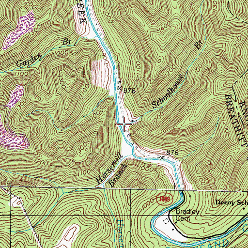 Topographic Map of Schoolhouse Branch, KY
