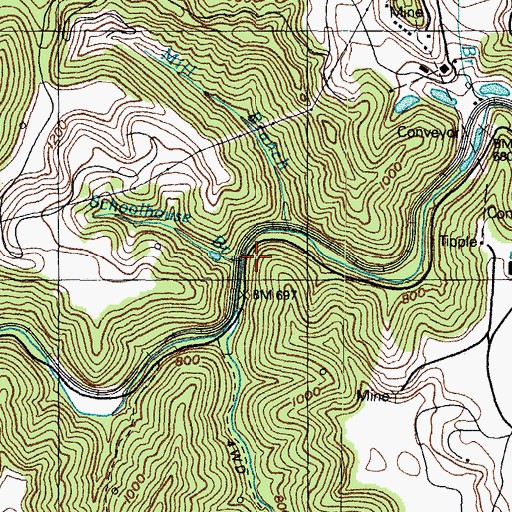 Topographic Map of Schoolhouse Branch, KY