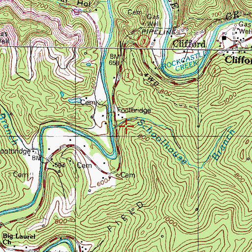 Topographic Map of Schoolhouse Branch, KY