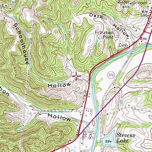 Topographic Map of Schoolhouse Hollow, KY