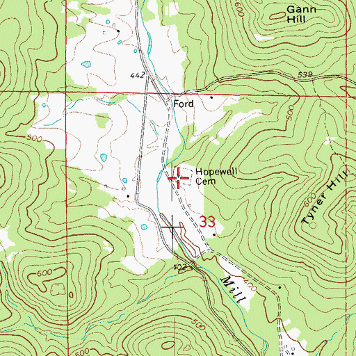Topographic Map of Hopewell Cemetery, AR