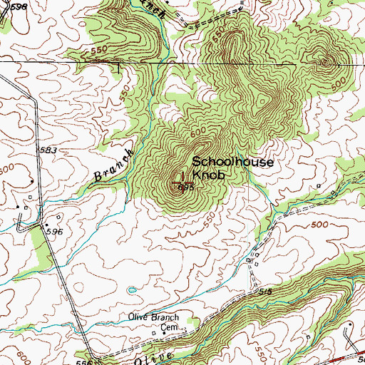 Topographic Map of Schoolhouse Knob, KY