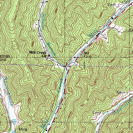 Topographic Map of Schuler Branch, KY
