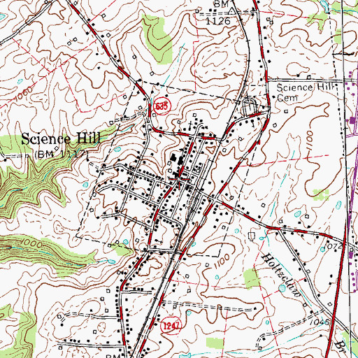 Topographic Map of Science Hill, KY
