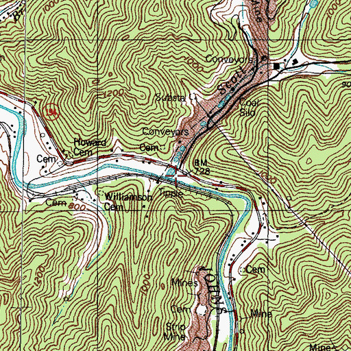 Topographic Map of Scott Branch, KY