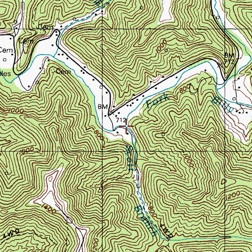 Topographic Map of Scott Branch, KY
