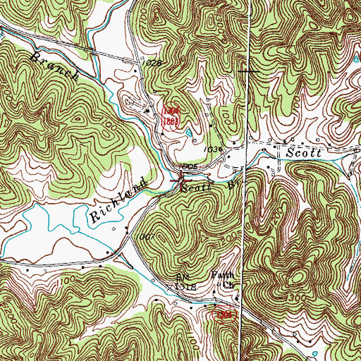 Topographic Map of Scott Branch, KY