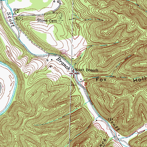 Topographic Map of Scott Branch Church, KY
