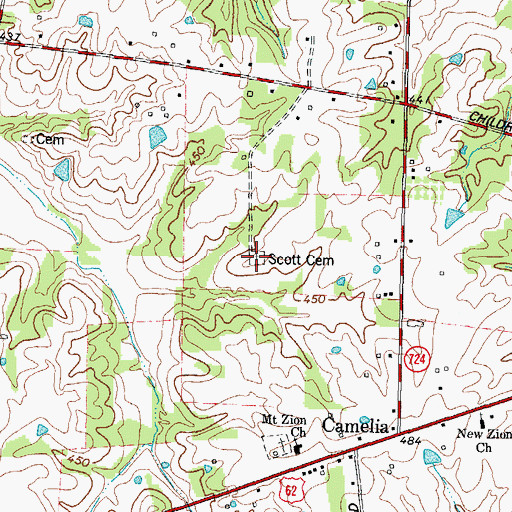 Topographic Map of Scott Cemetery, KY