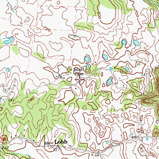 Topographic Map of Scott Cemetery, KY