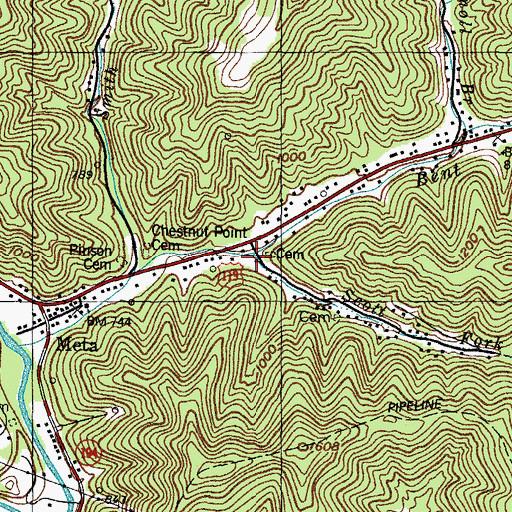 Topographic Map of Scott Fork, KY