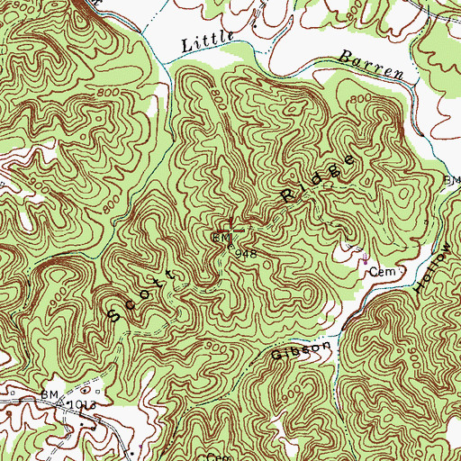 Topographic Map of Scott Ridge, KY