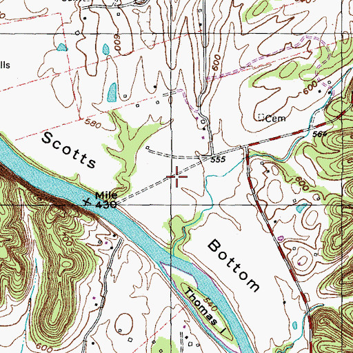 Topographic Map of Scotts Bottom, KY