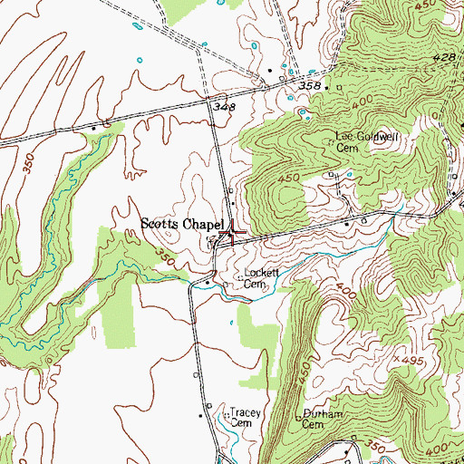 Topographic Map of Scotts Chapel, KY