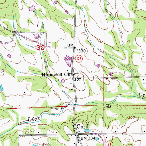 Topographic Map of Hopewell Church, AR