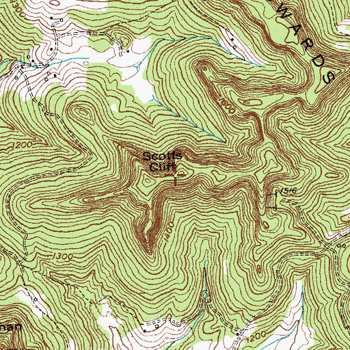 Topographic Map of Scotts Cliff, KY
