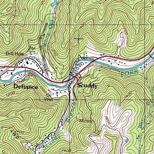 Topographic Map of Scuddy, KY