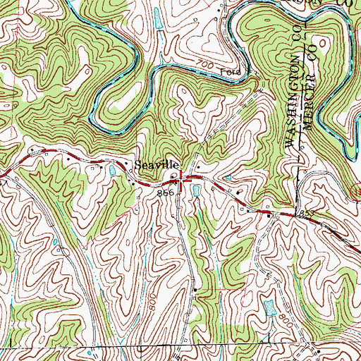 Topographic Map of Seaville, KY