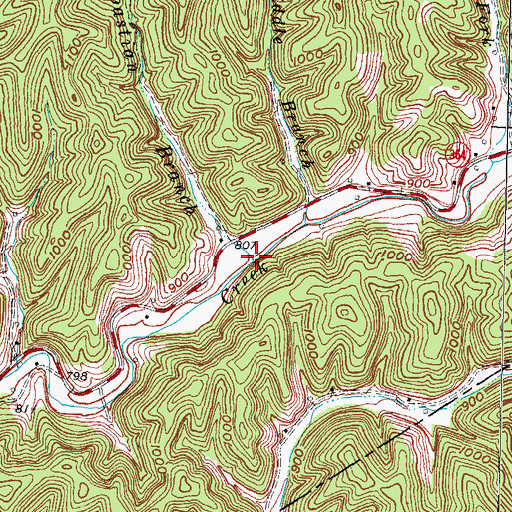 Topographic Map of Sebastian Branch, KY