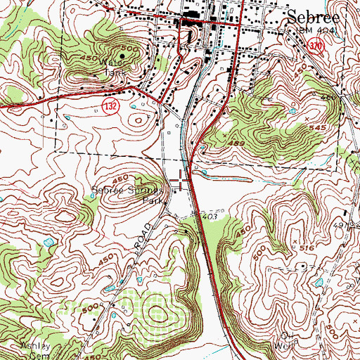 Topographic Map of Sebree Springs Park, KY