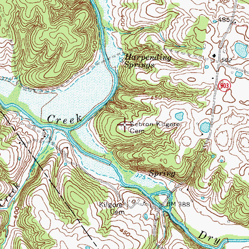 Topographic Map of Sebron-Kilgore Cemetery, KY