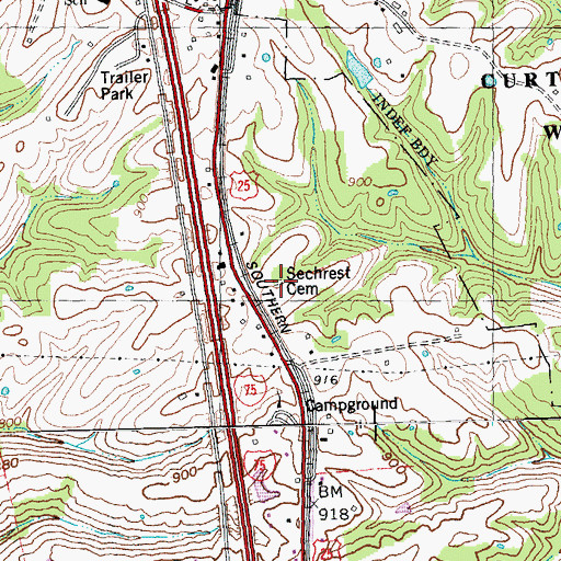 Topographic Map of Sechrest Cemetery, KY