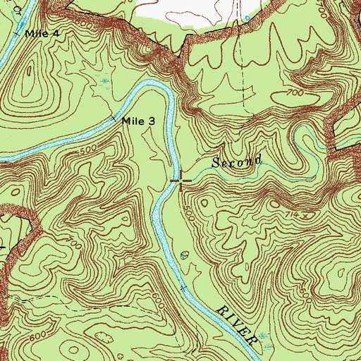 Topographic Map of Second Creek, KY