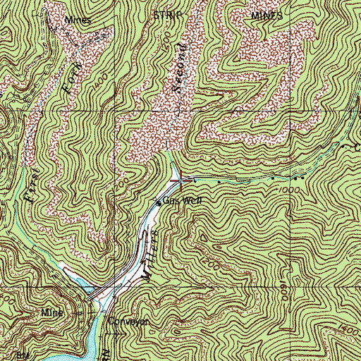 Topographic Map of Second Fork Millers Creek, KY