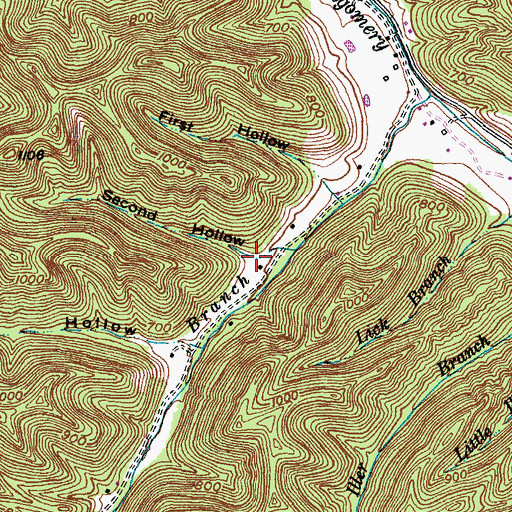 Topographic Map of Second Hollow, KY