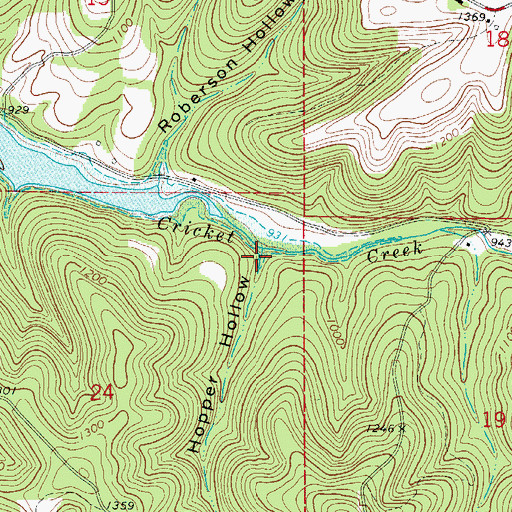 Topographic Map of Hopper Hollow, AR