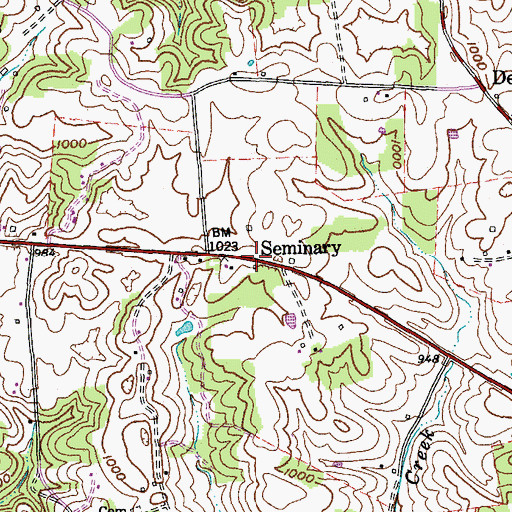 Topographic Map of Seminary, KY