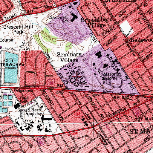 Topographic Map of Seminary Village, KY