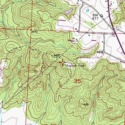 Topographic Map of Hopson Cemetery, AR