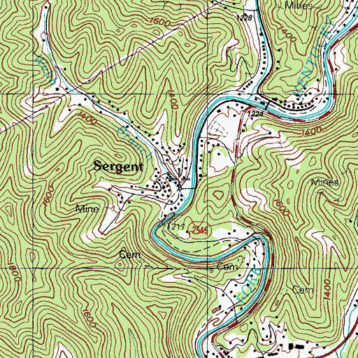 Topographic Map of Sergent, KY