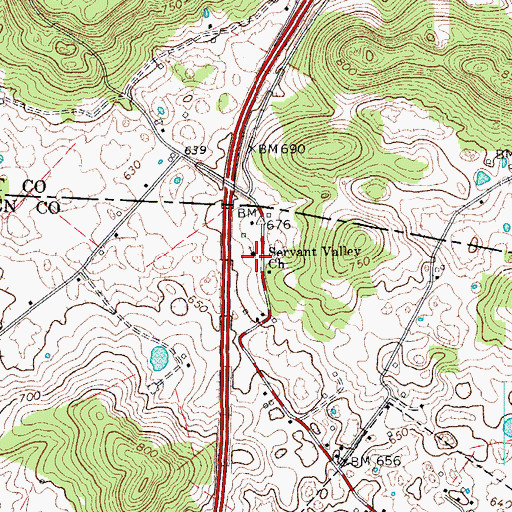 Topographic Map of Servant Valley Church, KY