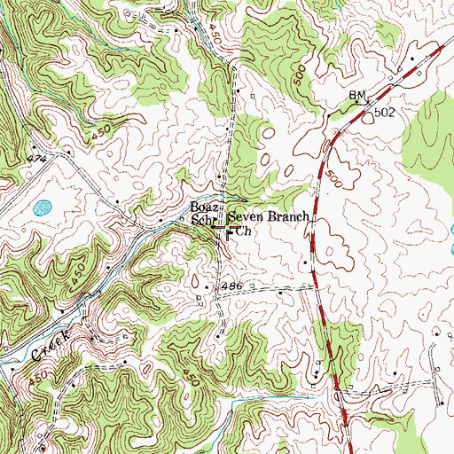 Topographic Map of Seven Branch Church, KY