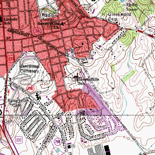 Topographic Map of Seven Hills School, KY