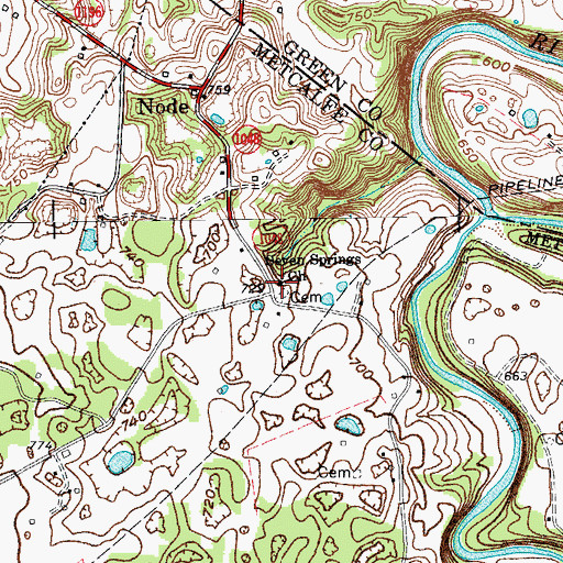Topographic Map of Seven Springs Cumberlanld Presbyterian Church, KY