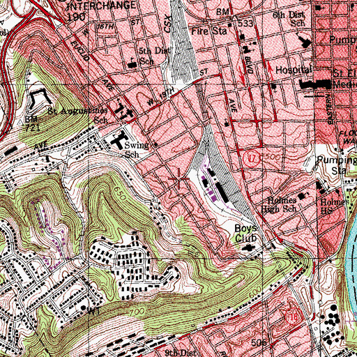 Topographic Map of Seventh District School, KY
