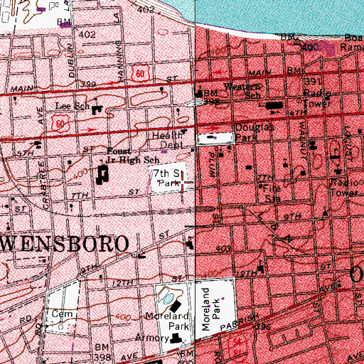 Topographic Map of Seventh Street Park, KY