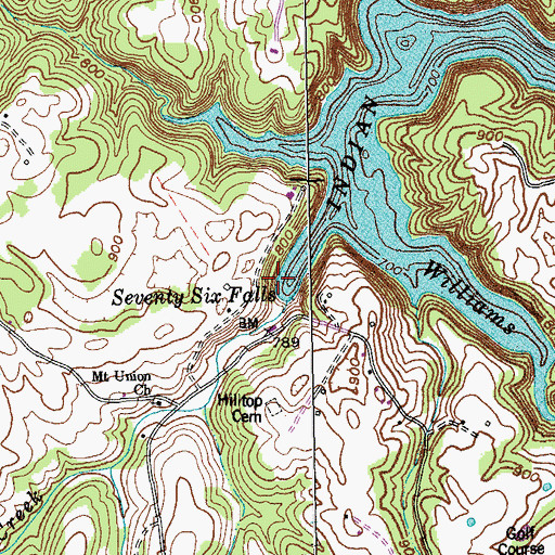 Topographic Map of Seventy Six Falls, KY